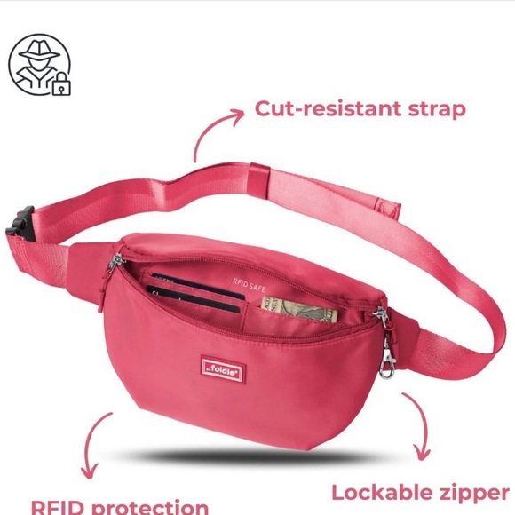 NWT Foldie Hot Pink RFID Safe Bag - Picture 6 of 9